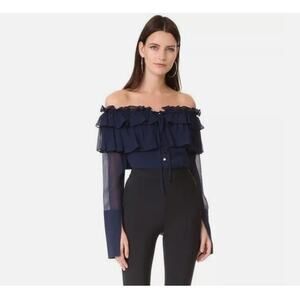 Opening Ceremony Off the Shoulder Silk Ruffle Blouse Size 2